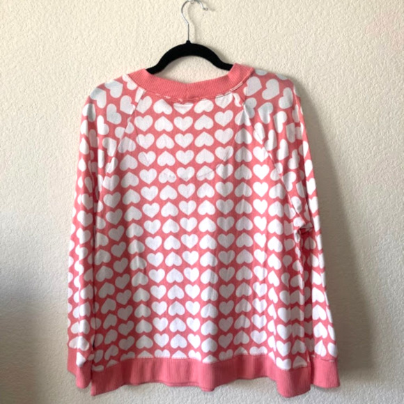 KATE SPADE 2pc Pajama Set All Over Heart Soft Vneck Straight Leg Pants Womens L - Picture 4 of 14